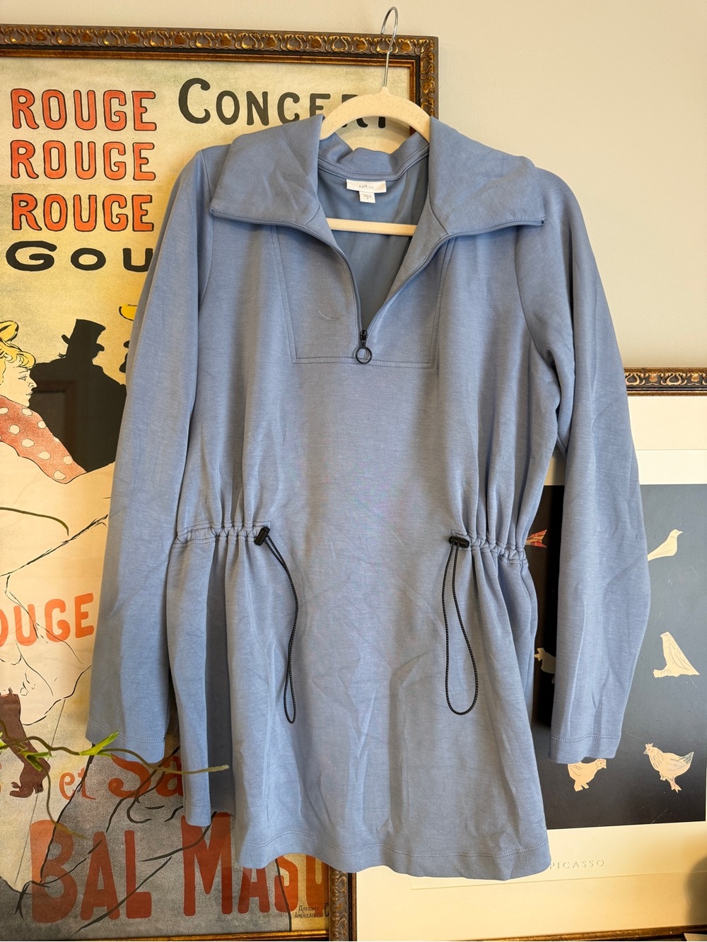 J. Jill Fit Light Blue Half-Zip Drawstring Tunic Pullover